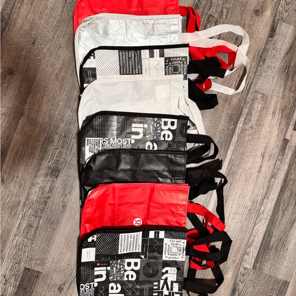 lululemon athletica Red and Black Bags with Patterned Design